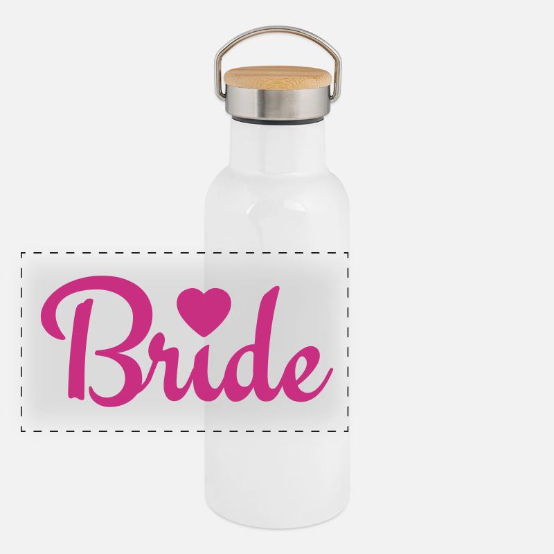 bride with heart 1c Panorama Thermosflasche mit Bambusdeckel
