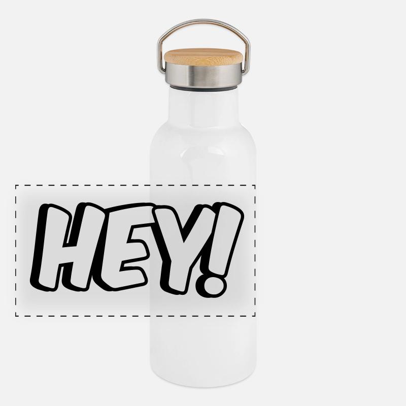Hey! Comic Design Panorama Thermosflasche mit Bambusdeckel
