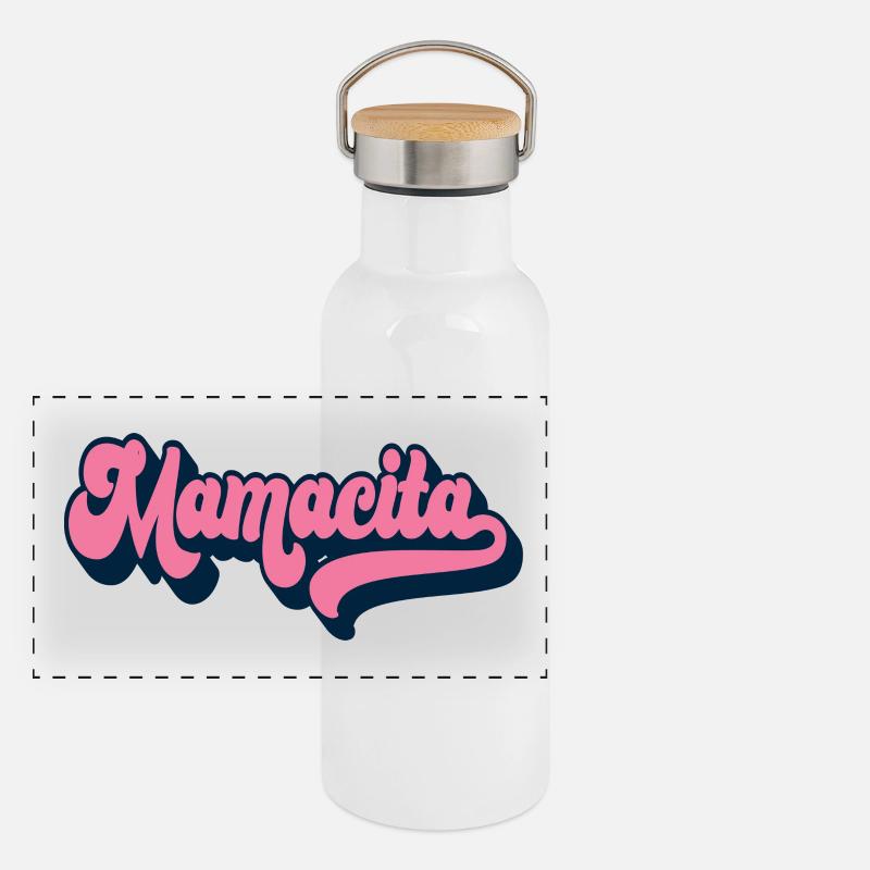 Mamacita Muttertag Geschenk Spanische Mutter Frauen Panorama Thermosflasche mit Bambusdeckel