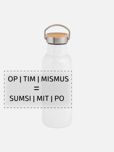 Optimismus - Panorama Thermosflasche mit Bambusdeckel - Weiß