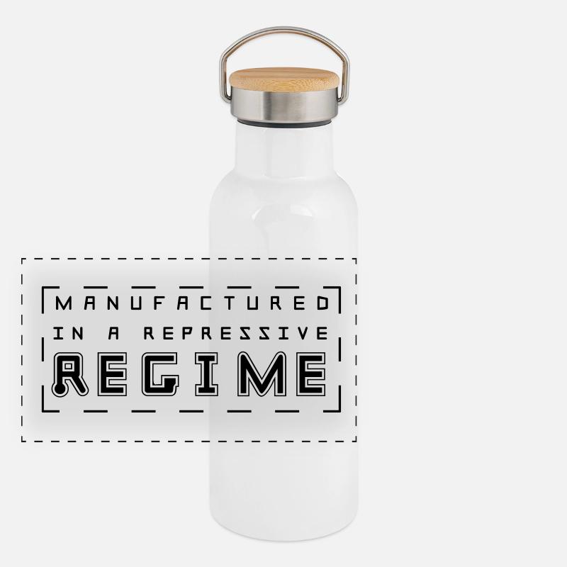 Manufactued is a Repressive Regime Panorama Thermosflasche mit Bambusdeckel