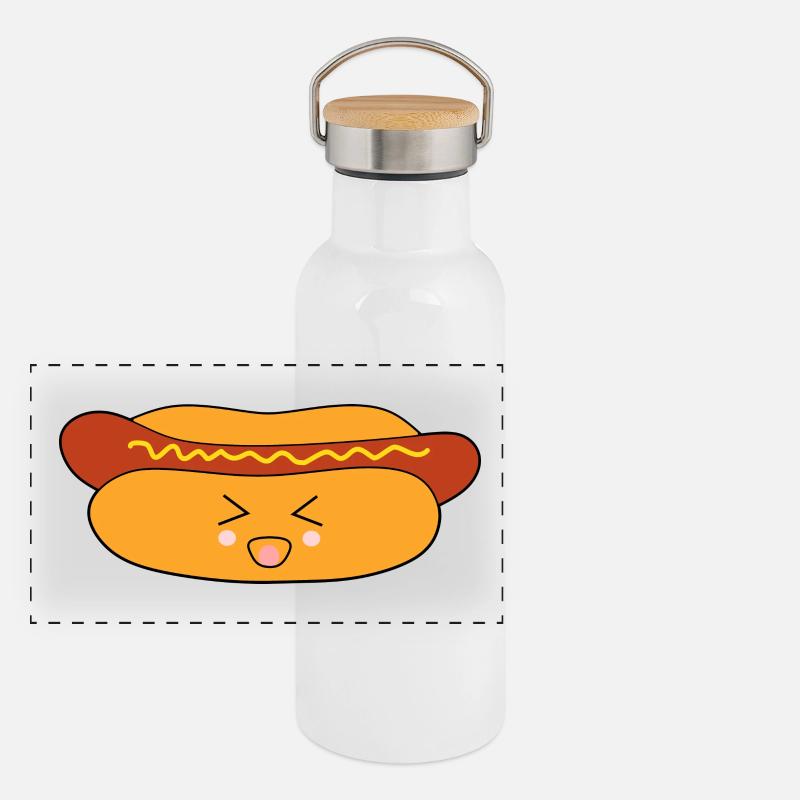 Hot dog Wurst Panorama Thermosflasche mit Bambusdeckel