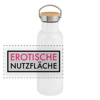 Erotische Nutzfläche | Erotik | Sex | Pärchen Frau - Panorama Thermosflasche mit Bambusdeckel - Weiß - Vorne