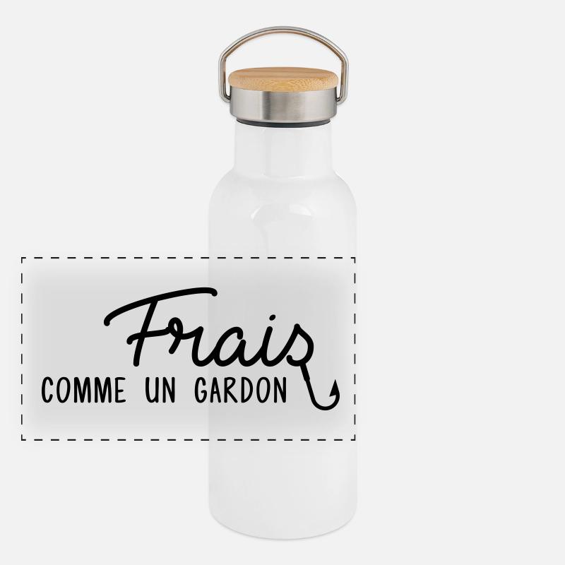 Frais comme un gardon Gourde isotherme avec bouchon en bambou