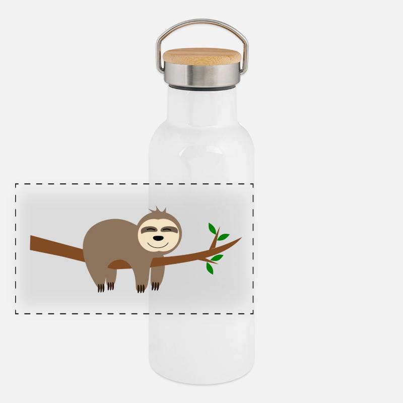 Faultier Panorama Thermosflasche mit Bambusdeckel