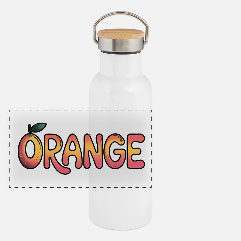 Süßes Orange - Cooles Vintage Frucht Logo Panorama Thermosflasche mit Bambusdeckel