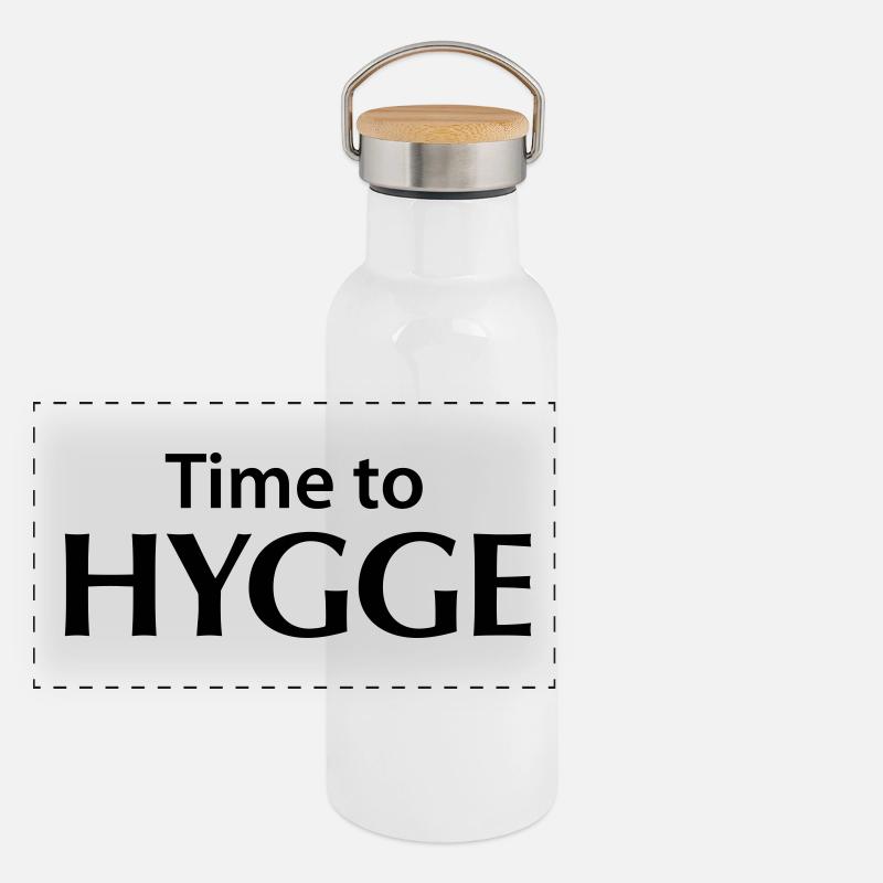 Il est temps de Hygge! Sentant la satisfaction du bonheur Gourde isotherme avec bouchon en bambou