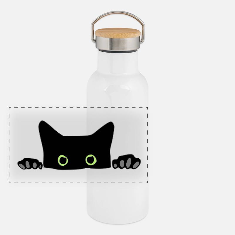 chat Gourde isotherme avec bouchon en bambou