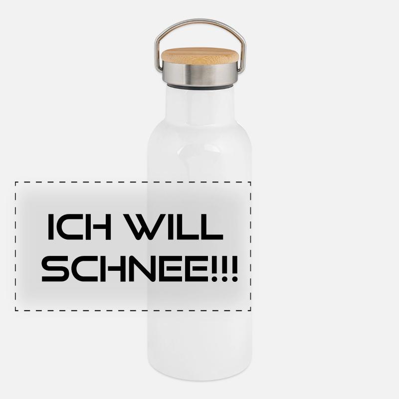 ich will schnee Panorama Thermosflasche mit Bambusdeckel