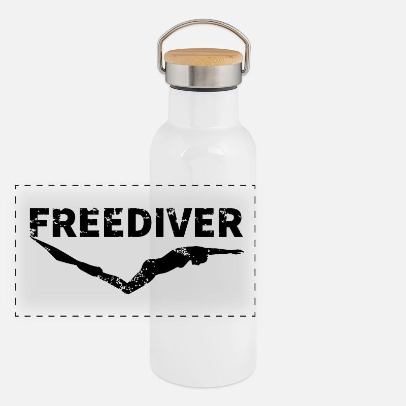 Apnoe-Taucher horizontal Panorama Thermosflasche mit Bambusdeckel