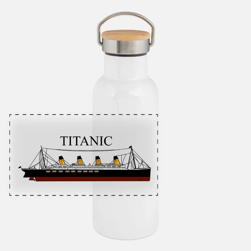 Titanic in Farbe Panorama Thermosflasche mit Bambusdeckel