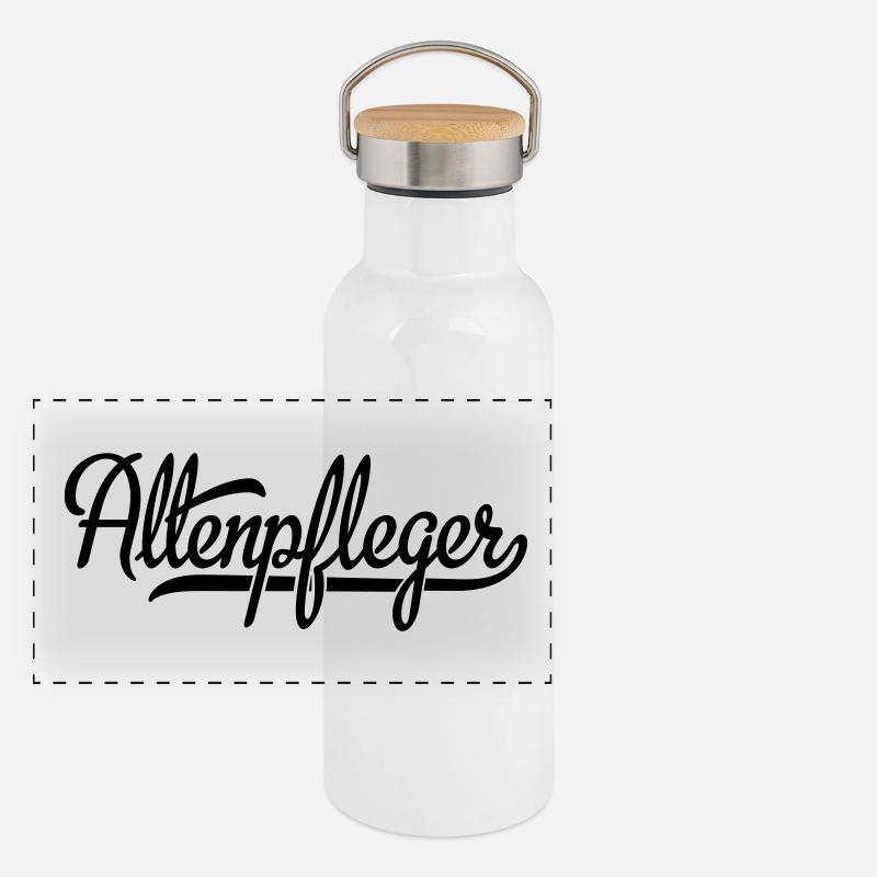 Altenpfleger Panorama Thermosflasche mit Bambusdeckel
