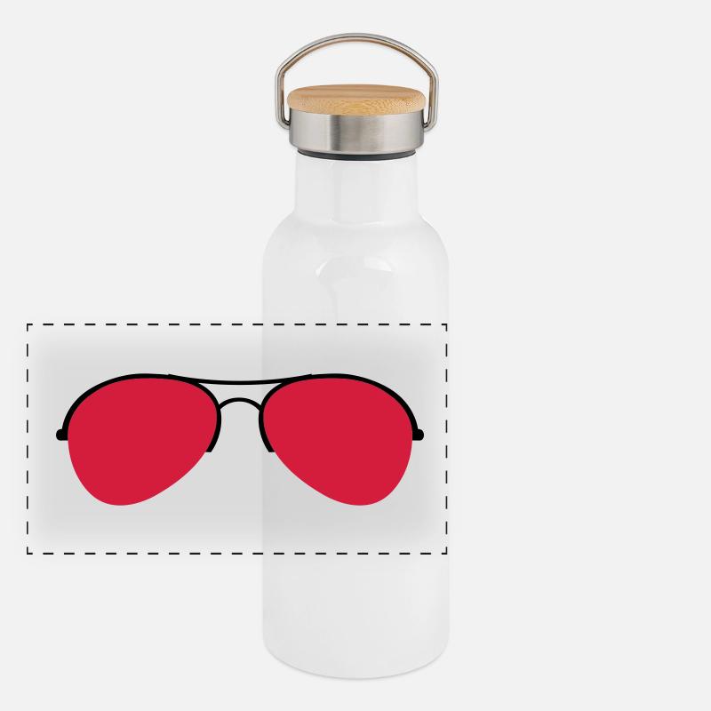 Die Flieger Brille Panorama Thermosflasche mit Bambusdeckel