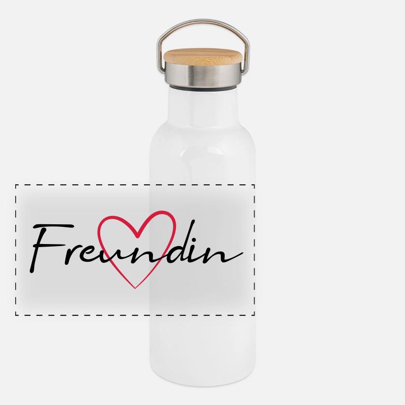 Girlfriend heart gift - Panoramic Thermal Bottle with Bamboo Lid - white