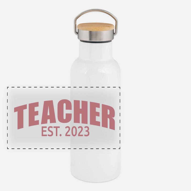 Enseignant Est. 2023 Diplôme d’enseignant Cadeau d’enseignant Gourde isotherme avec bouchon en bambou