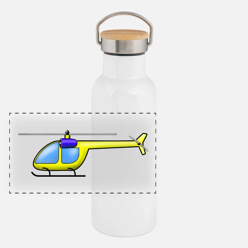 Helicopter yellow Panoramic Thermal Bottle with Bamboo Lid