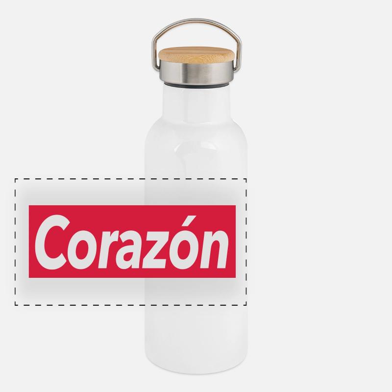 Corazon - heart Panoramic Thermal Bottle with Bamboo Lid
