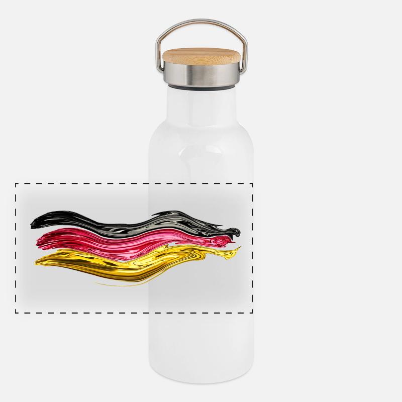 Germany Germany Flag Germany Flag World Cup Panoramic Thermal Bottle with Bamboo Lid
