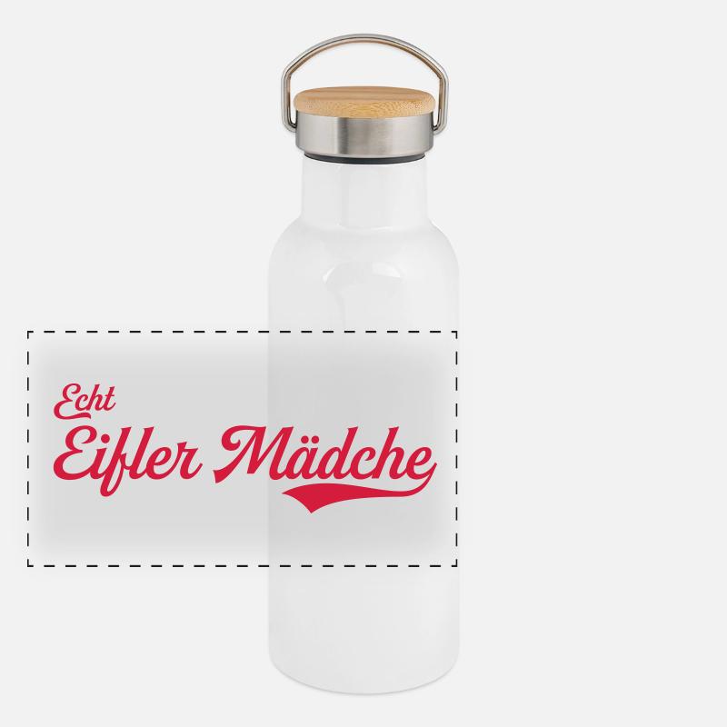 Echt Eifler Mädche Panorama Thermosflasche mit Bambusdeckel