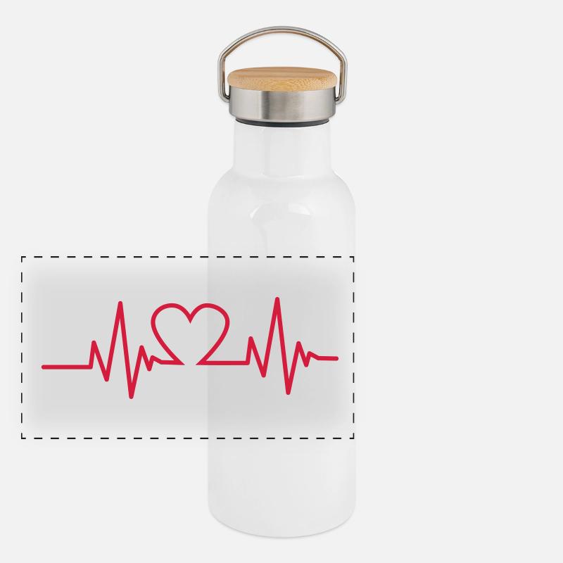 Heartbeat Panorama Thermosflasche mit Bambusdeckel
