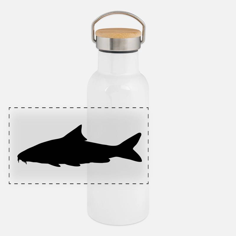 Fish silhouette barbel Panoramic Thermal Bottle with Bamboo Lid