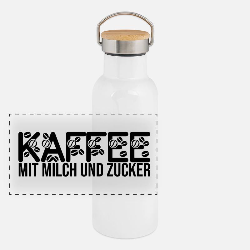 Coffee with milk and sugar Panoramic Thermal Bottle with Bamboo Lid