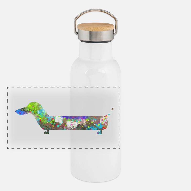 chien coloré Gourde isotherme avec bouchon en bambou