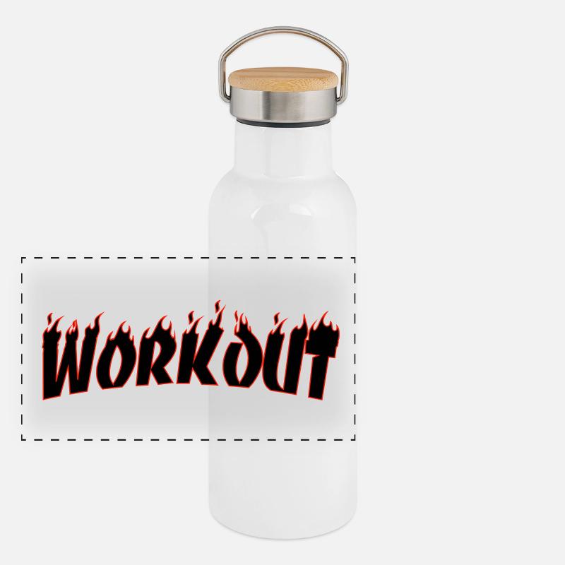 Workout Motivation Gourde isotherme avec bouchon en bambou