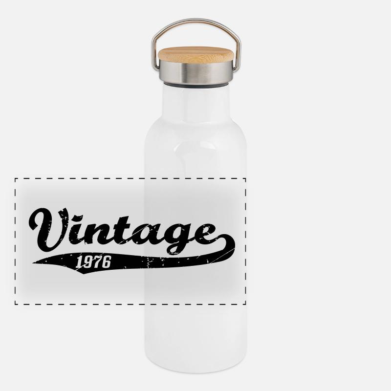 Vintage 1976 Panorama Thermosflasche mit Bambusdeckel