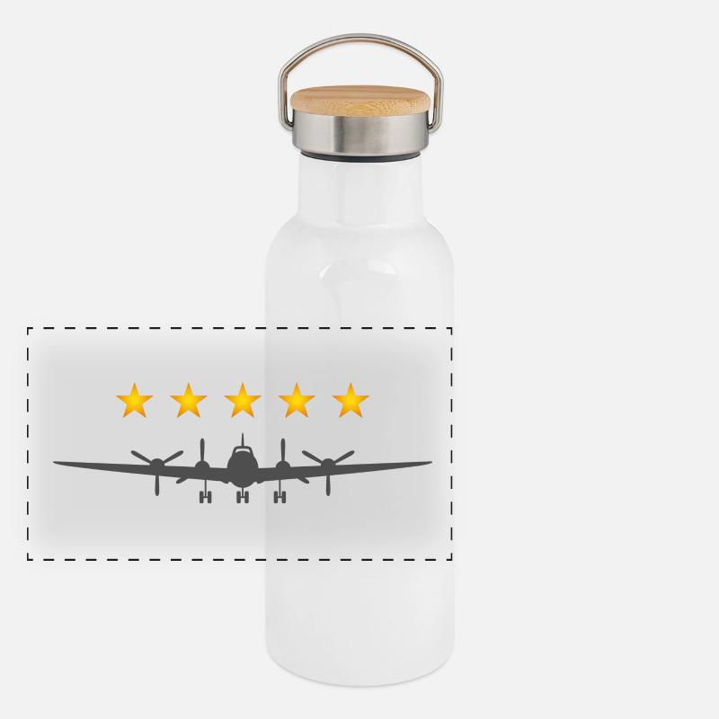 Propellerflugzeug Panorama Thermosflasche mit Bambusdeckel