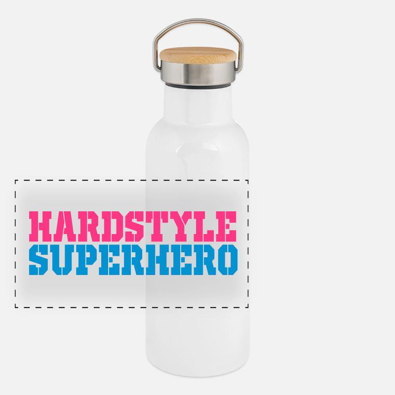 Hardstyle Superheld Panorama Thermosflasche mit Bambusdeckel