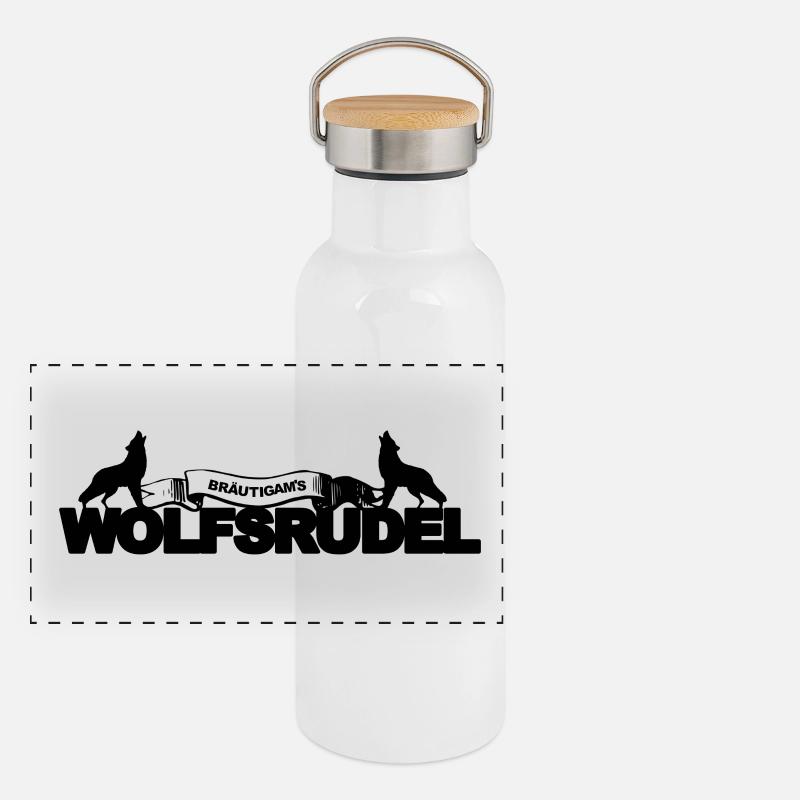 Bräutigam Wolfsrudel Junggesellenabschied Geschenk Panorama Thermosflasche mit Bambusdeckel