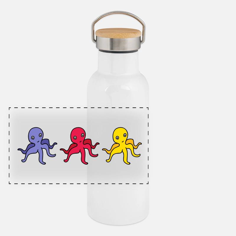 squid giant octopus octopus octopus squid sepia fish Panoramic Thermal Bottle with Bamboo Lid