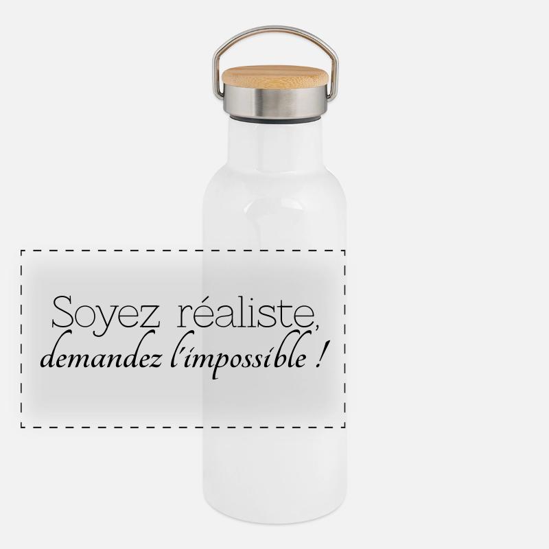 sei realistisch, bitte das Unmögliche Panorama Thermosflasche mit Bambusdeckel