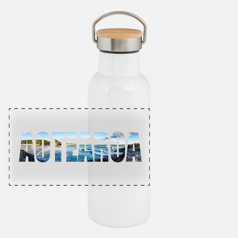 New Zealand Gift Idea Backpacker Work & Travel Panoramic Thermal Bottle with Bamboo Lid