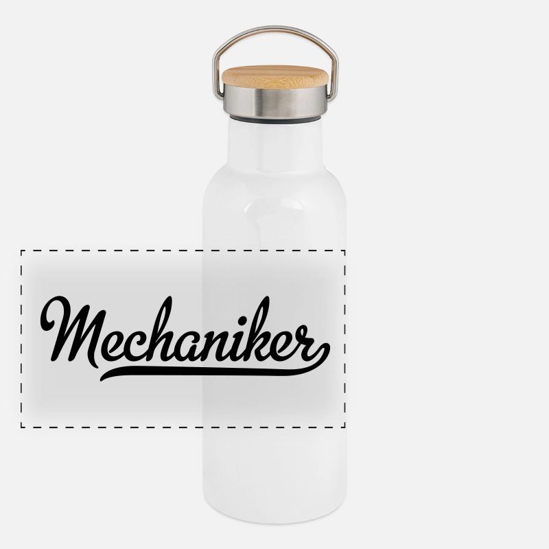 Mechaniker Panorama Thermosflasche mit Bambusdeckel