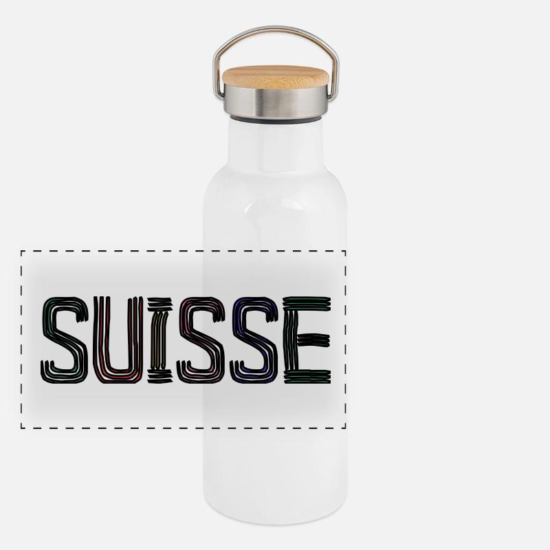 SUISSE. PAYS Gourde isotherme avec bouchon en bambou