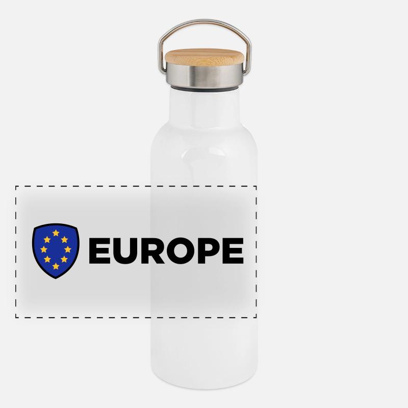 Le drapeau européen Union Gourde isotherme avec bouchon en bambou