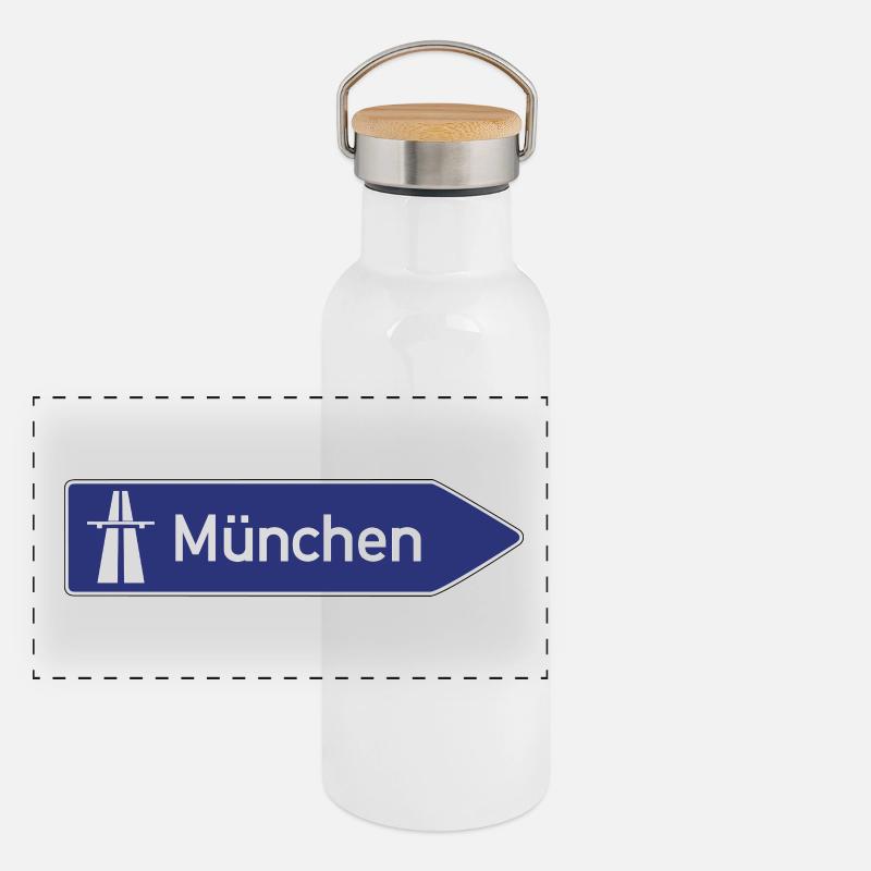 München Panorama Thermosflasche mit Bambusdeckel