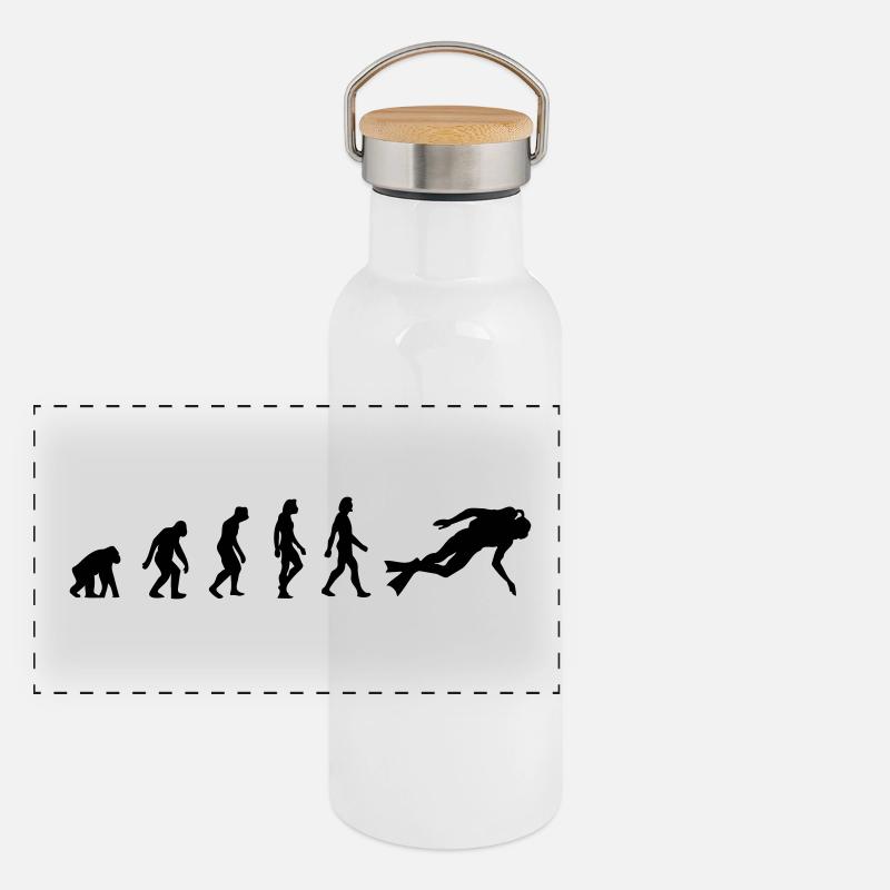 Die Evolution von Flaschentauchen Panorama Thermosflasche mit Bambusdeckel