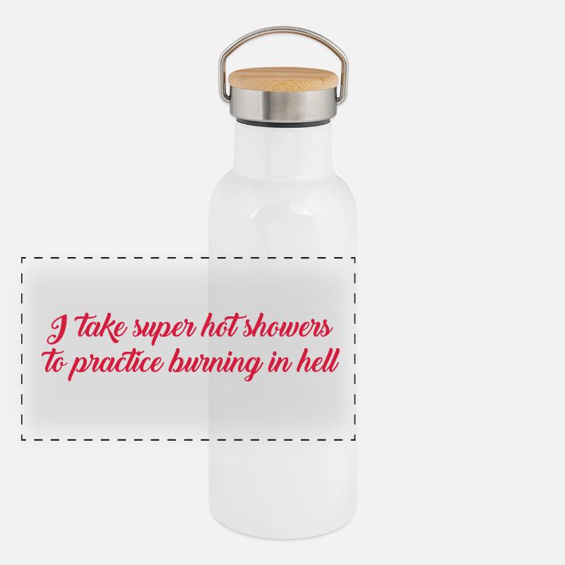 hot showers text Panoramic Thermal Bottle with Bamboo Lid