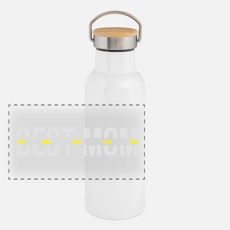 Muttertag. Mother's Day. Geschenk - Panorama Thermosflasche mit Bambusdeckel - Weiß