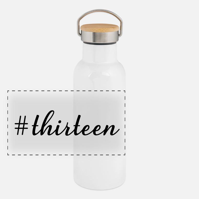 Hashtag Thirteen Cool 13 Years Old 13th Birthday Panoramic Thermal Bottle with Bamboo Lid