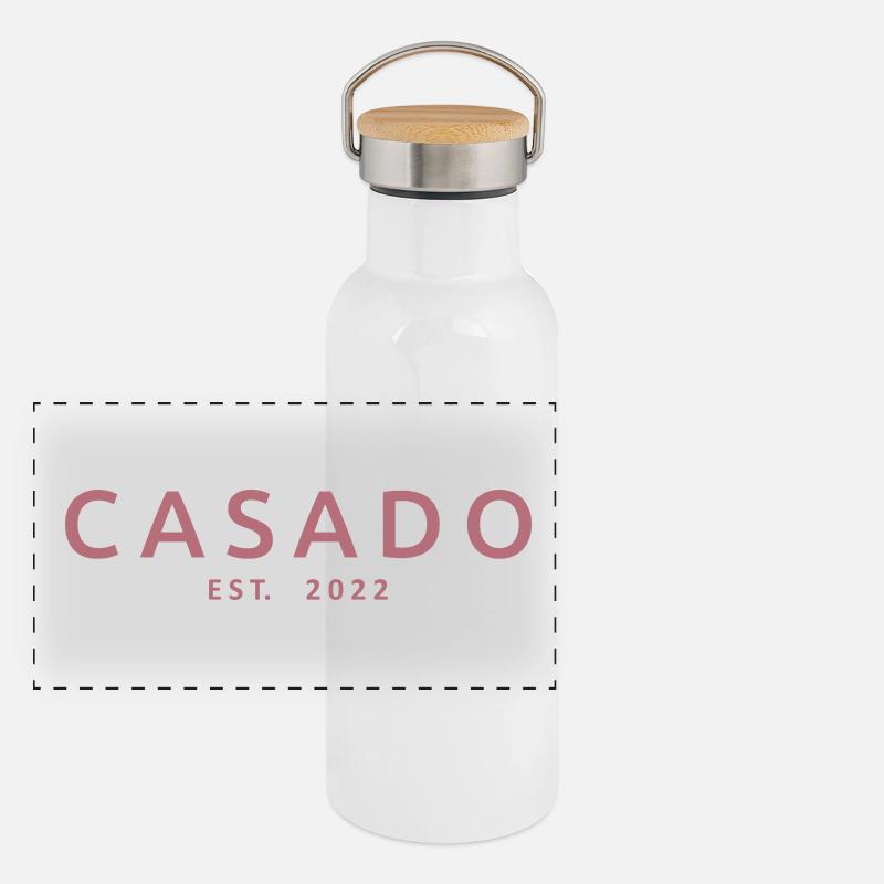 2022 Hochzeit Ehepaar Panorama Thermosflasche mit Bambusdeckel