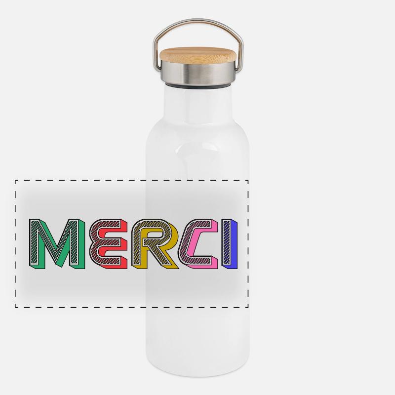 MERCI Gourde isotherme avec bouchon en bambou