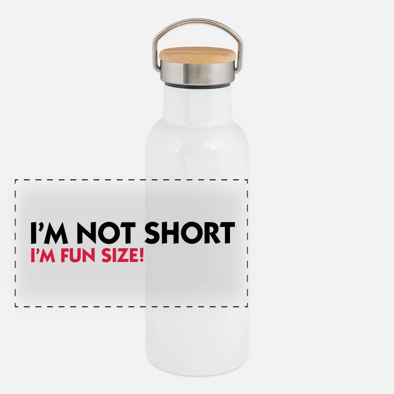 Ich bin nicht klein. Ich bin Spaß-Größe! Panorama Thermosflasche mit Bambusdeckel