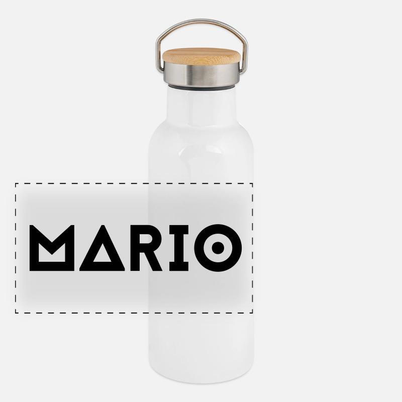 First name Mario Panoramic Thermal Bottle with Bamboo Lid