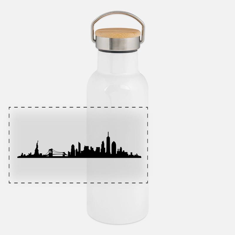 Skyline New York Panorama Thermosflasche mit Bambusdeckel