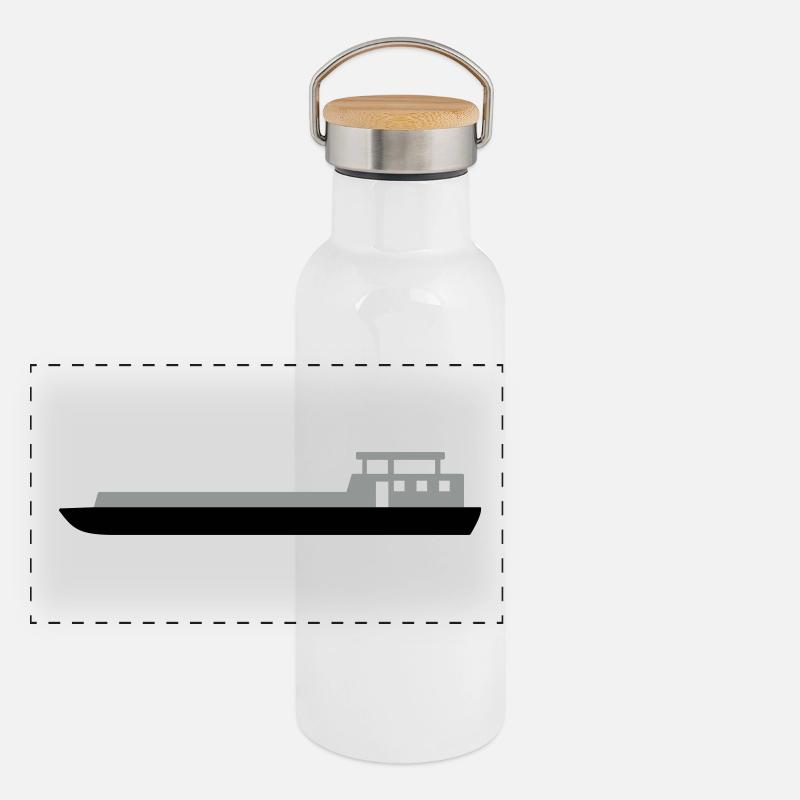 Frachter, 2fb Panorama Thermosflasche mit Bambusdeckel