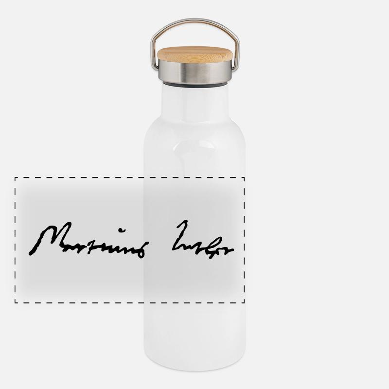 Martin Luther Signature - Panoramic Thermal Bottle with Bamboo Lid - white